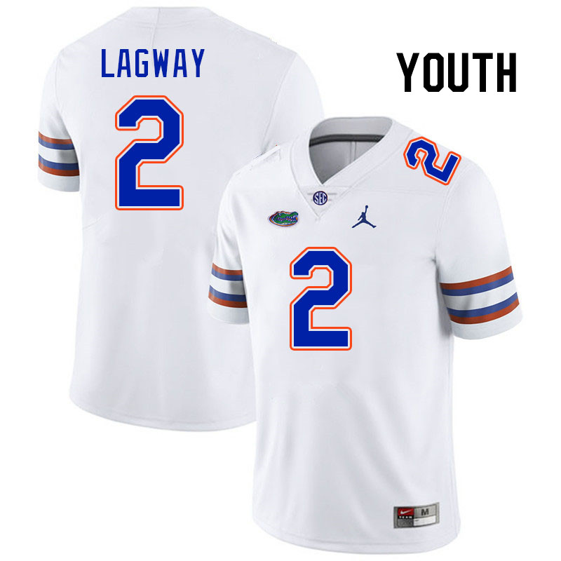 Youth #2 DJ Lagway Florida Gators College Football Jerseys Stitched-White